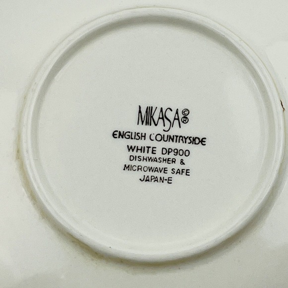 Mikasa English Countryside Flat Cup & Saucer Set White Stoneware Embossed Fruit - Picture 9 of 12